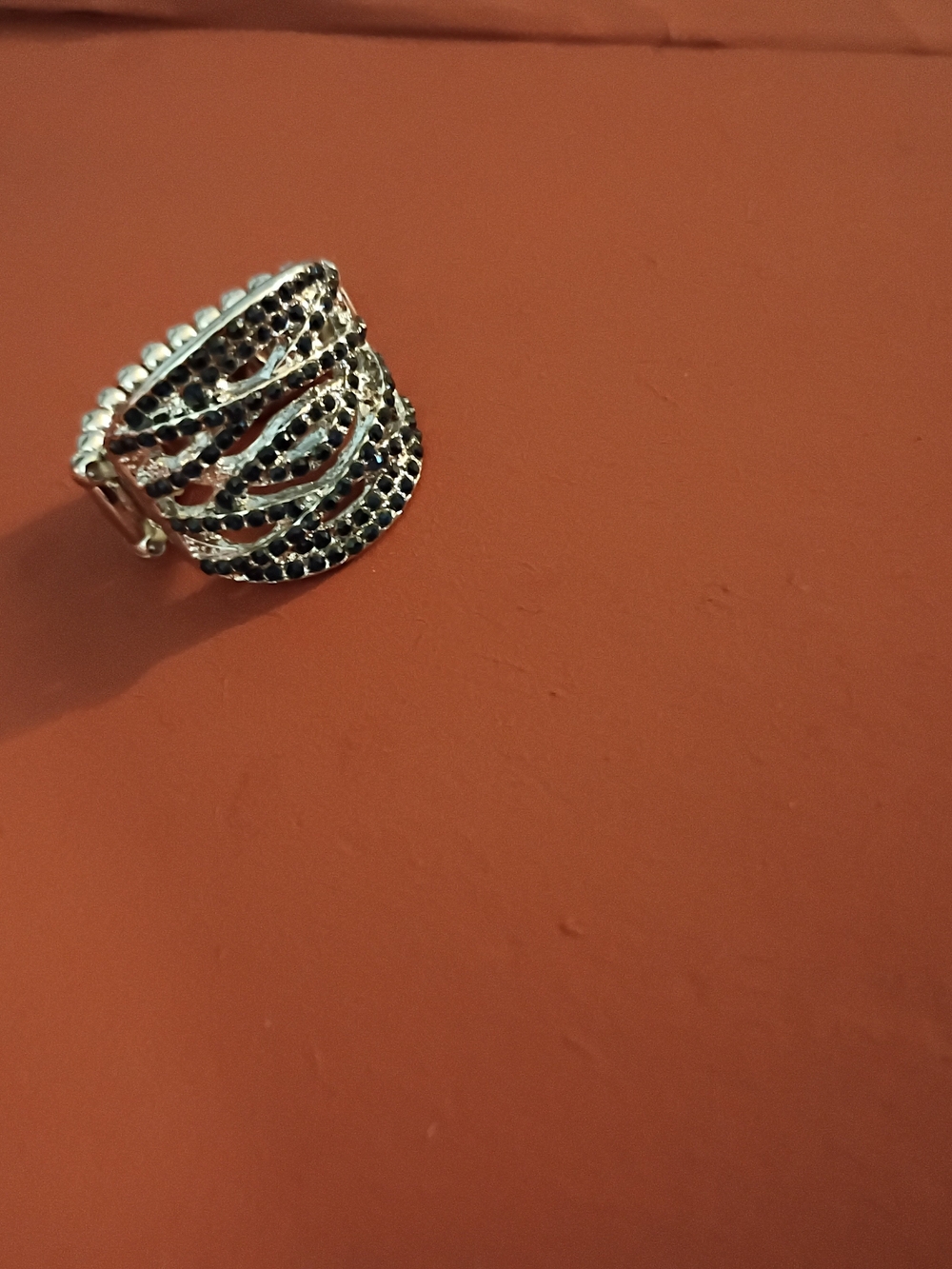 paparazzi Silver-Tone Multi-Row Black Crystal Ring